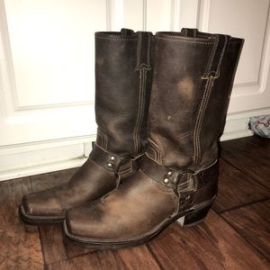 Mens Frye Harness Buckle Square Boot